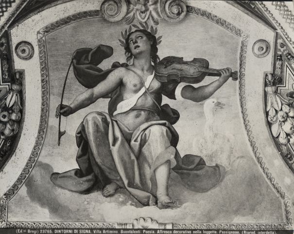 Brogi — Dintorni di Signa. Villa Artimino. Buontalenti. Poesia. Affresco decorativo nella loggetta. Passignano. — insieme